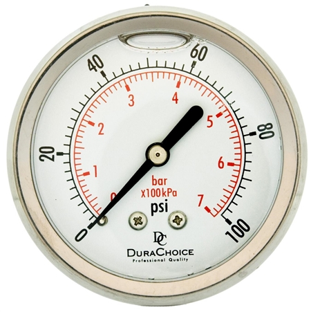 DuraChoice PS254B-100 Oil Filled Pressure Gauge, 2-1/2" Dial