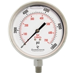 DuraChoice PS404L-K10 Oil Filled Pressure Gauge, 4" Dial