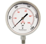 DuraChoice PS404L-K15 Oil Filled Pressure Gauge, 4" Dial