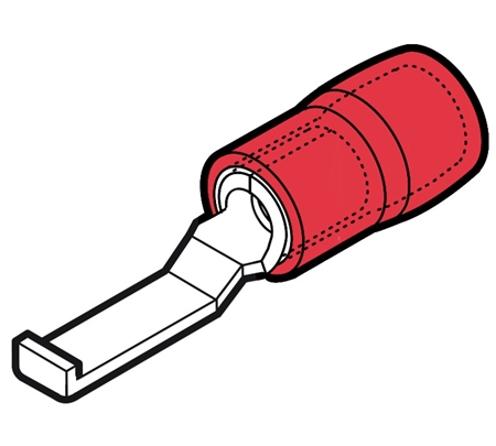 RKY-PPL30 Polyamide Insulated Hooked Blade Terminal, 22-16 AWG