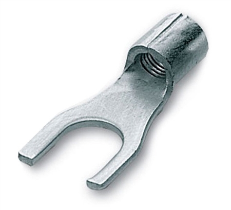 S1.5-U10 Non-Insulated Copper Fork Terminal, 22-16 AWG, Stud Size 3/8"