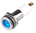 Menics S10F-03B LED Indicator, 10mm, Flat Head, 3VDC, Blue, IP 67