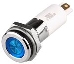 Menics S12F-03B LED Indicator, 12mm, Flat Head, 3VDC, Blue, IP 67