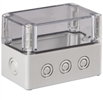 Sealcon S3120055079PTU Screw Cover Enclosure, 4.92" X 2.95" X 3.93", PG Knockouts, Clear Cover