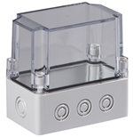 Sealcon S3120055130PTU Screw Cover Enclosure, 4.92" X 2.95" X 4.92", PG Knockouts, Clear Cover