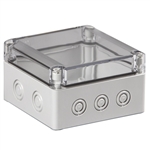 Sealcon S3120055192PTU Screw Cover Enclosure, 4.92" X 4.92" X 2.95", PG Knockouts, Clear Cover
