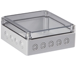 Sealcon S3120055611PTU Screw Cover Enclosure, 6.89" X 6.89" X 2.95", PG Knockouts, Clear Cover