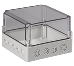 Sealcon S3120055734PTU Screw Cover Enclosure, 6.89" X 6.89" X 4.92", PG Knockouts, Clear Cover