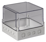 Sealcon S3120055796PTU Screw Cover Enclosure, 6.89" X 6.89" X 5.91", PG Knockouts, Clear Cover