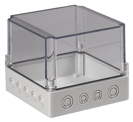 Sealcon Screw Cover Enclosure, 6.89" X 6.89" X 5.91", Clear Cover, PG Knockouts
