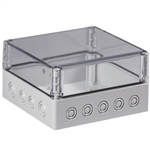 Sealcon Screw Cover Enclosure, 6.89" X 6.89" X 3.94", Clear Cover, Metric Knockouts