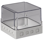Sealcon S3120066655MTU Screw Cover Enclosure, 6.89" X 6.89" X 5.91", Metric Knockouts, Clear Cover