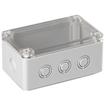 Sealcon S3120081306MTU Screw Cover Enclosure, 4.92" X 2.95" X 2.36", Metric Knockouts, Clear Cover