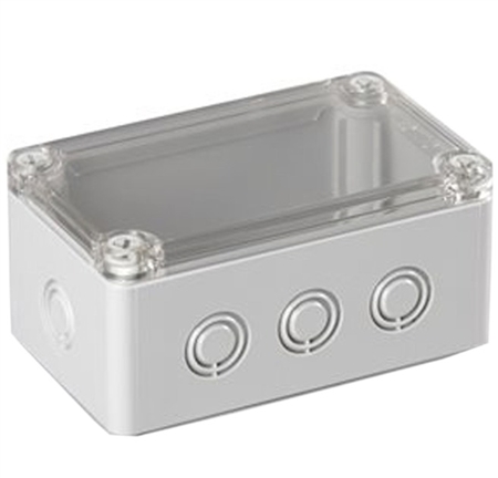 Sealcon Screw Cover Enclosure, 4.92" X 2.95" X 2.36", Clear Cover, Metric Knockouts