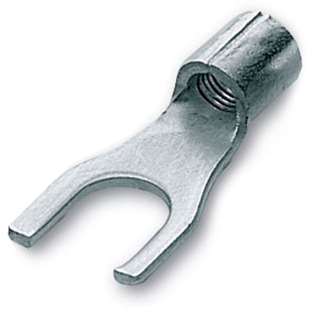 S6-U6 Non-Insulated Copper Fork Terminal, 12-10 AWG, Stud Size 1/4"