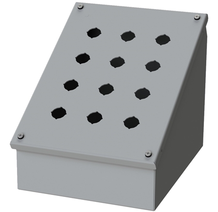 Saginaw Sloped Front Push Button Box, 12 Position, 3x3, 22.5mm