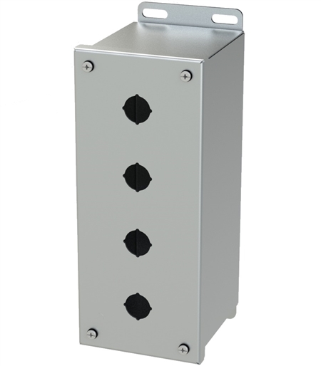 Saginaw SCE-4PBXSSI Stainless Steel Push Button Box, 4 Position, 22.5mm