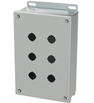 Saginaw Push Button Enclosure, Stainless Steel, 6 Position, 22.5mm