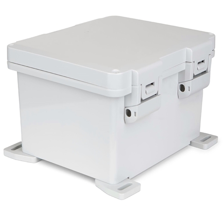 Sealcon Hinged Lid Enclosure, 11.88" X 10.1" X 7.47", Solid Cover & Plastic Latch