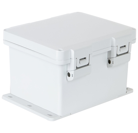 Sealcon Hinged Lid Enclosure, 11.85" X 10.1" X 7.27", Solid Cover & Plastic Latch
