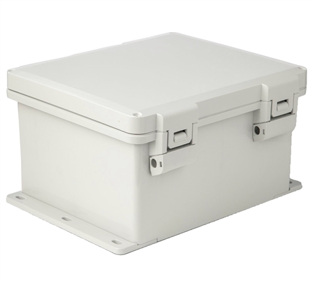 Sealcon Hinged Lid Enclosure, 13.85" X 12.11" X 7.27", Solid Cover & Plastic Latch