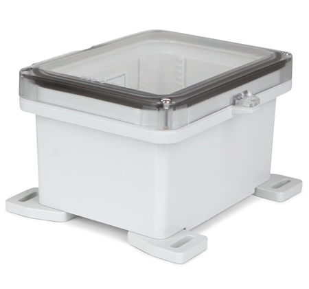 Sealcon Hinged Lid Enclosure, 9.87" X 8.28" X 5.47", Clear Cover & Padlock Clamp