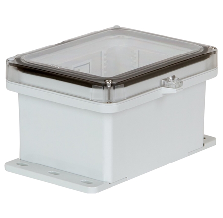Sealcon Hinged Lid Enclosure, 9.85" X 8.28" X 5.27", Clear Cover & Metal Latch