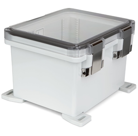 Sealcon Hinged Lid Enclosure, 11.88" X 10.03" X 7.47", Clear Cover & Metal Latch