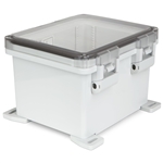 Sealcon Hinged Lid Enclosure, 11.88" X 10.1" X 7.47", Clear Cover & Plastic Latch