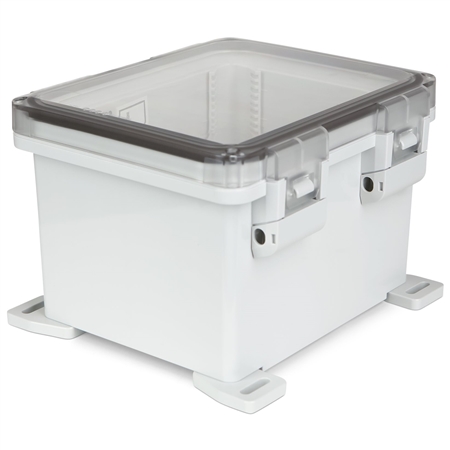 Sealcon Hinged Lid Enclosure, 11.88" X 10.1" X 7.47", Clear Cover & Plastic Latch