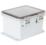 Sealcon Hinged Lid Enclosure, 11.85" X 10.1" X 7.27", Clear Cover & Plastic Latch