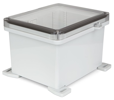 Sealcon Hinged Lid Enclosure, 11.88" X 10.35" X 7.47", Clear Cover & Padlock Clamp