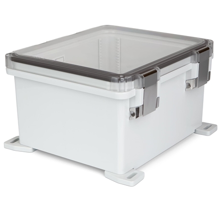 Sealcon Hinged Lid Enclosure, 13.84" X 12.04" X 7.47", Clear Cover & Metal Latch