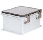 Sealcon Hinged Lid Enclosure, 13.85" X 12.04" X 7.27", Clear Cover & Metal Latch
