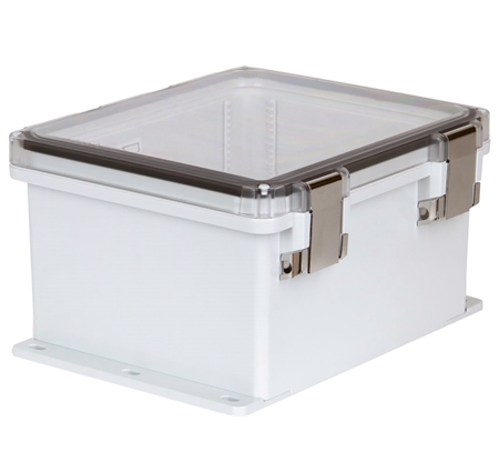 Sealcon Hinged Lid Enclosure, 13.85" X 12.04" X 7.27", Clear Cover & Metal Latch