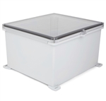 Sealcon Hinged Lid Enclosure, 19.87" X 18.37" X 11.47", Clear Cover & Padlock Clamp
