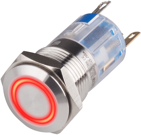Kacon T16-271RA2 16 mm Red Momentary Push Button