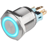 Kacon 22 mm Blue Maintained Push Button, SPDT, 110/220V AC LED