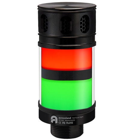 Qronz 2 Stack LED Tower Light, Red Green, Lead Wire, 12V, w/ Adjustable Alarm
