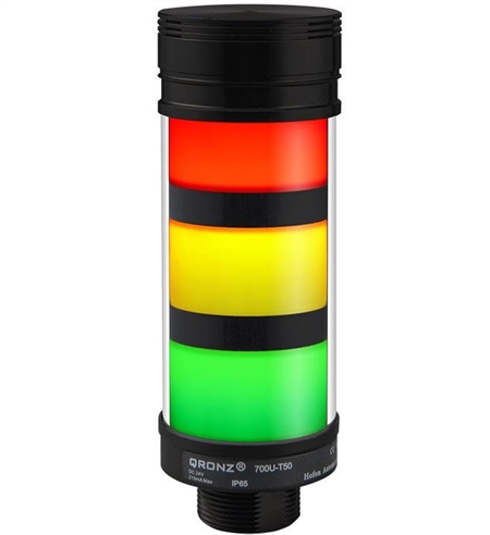 Qronz 3 Stack LED Tower Light, Red Yellow Green, Quick Disconnect, 12V, w/ Alarm