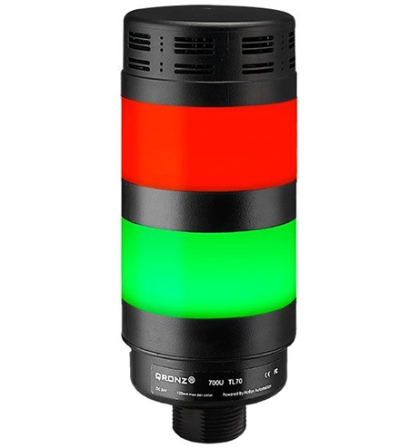 Qronz Red & Green Standard 2 Stack LED Tower Light, Lead Wire, 24V