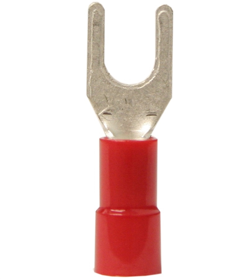 Z + F V70GK007001 Red PVC Insulated Fork Terminal, M3, 20-16 AWG