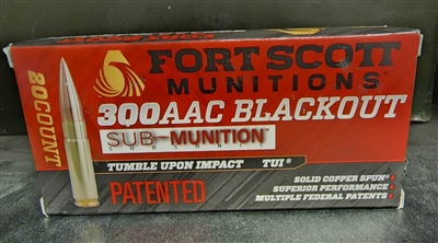 FORT SCOTT 300 BLACKOUT 190 GR. SUBSONIC TUMBLE UPON