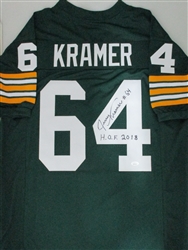 JERRY KRAMER SIGNED CUSTOM REPLICA PACKERS JERSEY W/ HOF - JSA