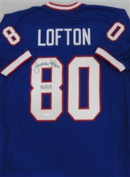 JAMES LOFTON SIGNED CUSTOM BILLS JERSEY W/ HOF- JSA