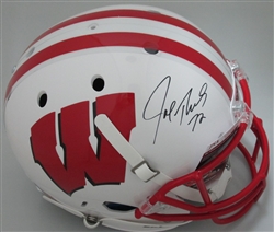 JOE THOMAS SIGNED FULL SIZE SCHUTT REPLICA BADGERS HELMET - JSA