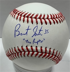 BRENT SUTER SIGNED OFFICIAL MLB BASEBALL W/ "THE RAPTOR" - BREWERS - JSA