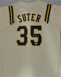 BRENT SUTER SIGNED CUSTOM REPLICA BREWERS CREAM JERSEY - JSA