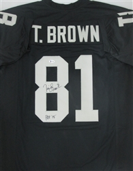 TIM BROWN SIGNED OAKLAND RAIDERS CUSTOM JERSEY W/ HOF - BCA