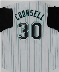 CRAIG COUNSELL SIGNED CUSTOM REPLICA FLORIDA MARLINS JERSEY W/ WS CHAMPS - JSA